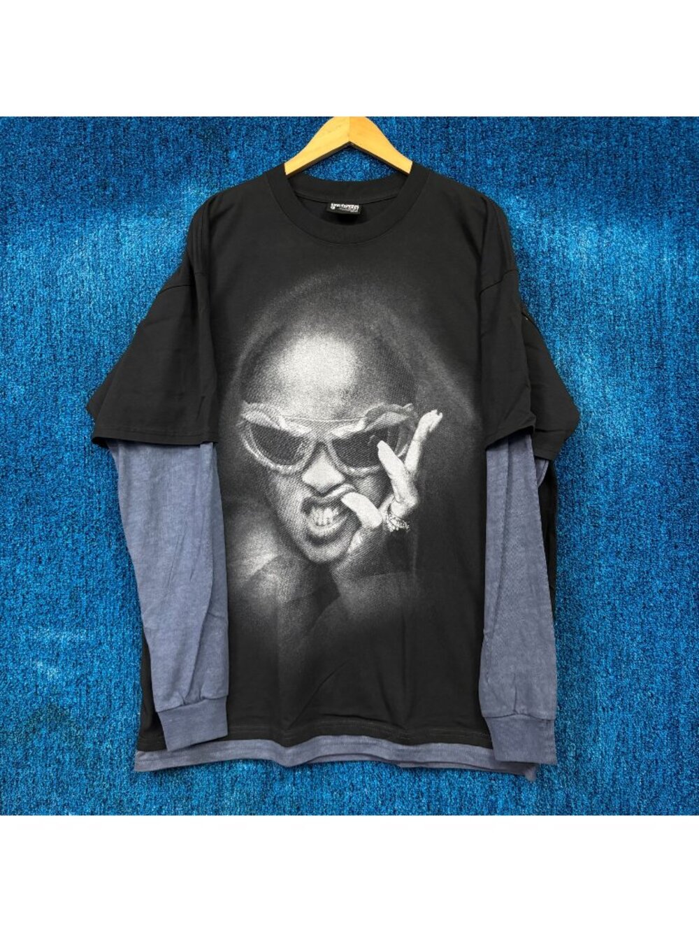 Rihanna 20th Year Anniversary Rap Oversized LS Layered Shirt Size Large